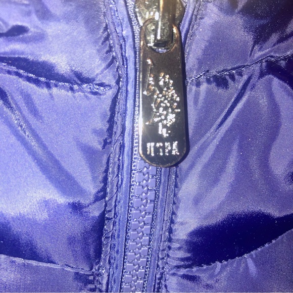 U.S. Polo Assn Puffer Jacket Hooded Women’s XL Navy Faux Fur Lining - Picture 7 of 9